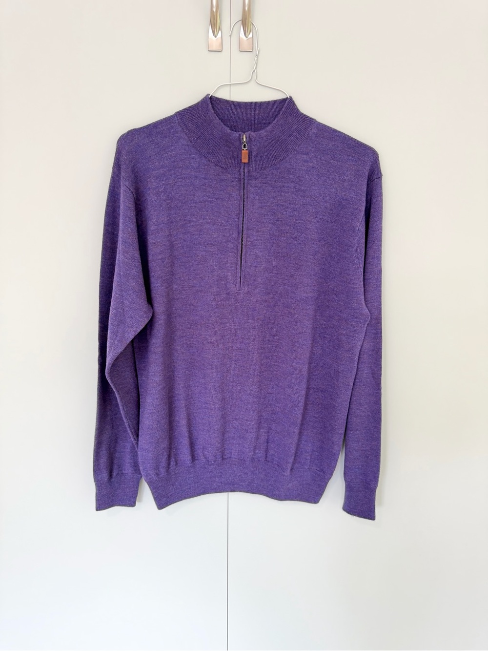 TURTLESON Men’s Extra Fine Merino Quarter-Zip Long Sleeve Sweater in Purple